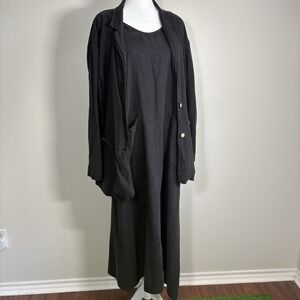 Chico's Design Women's 2 pc Dress Shirt Set Rayon Linen Lagenlook Size L /12 (2)